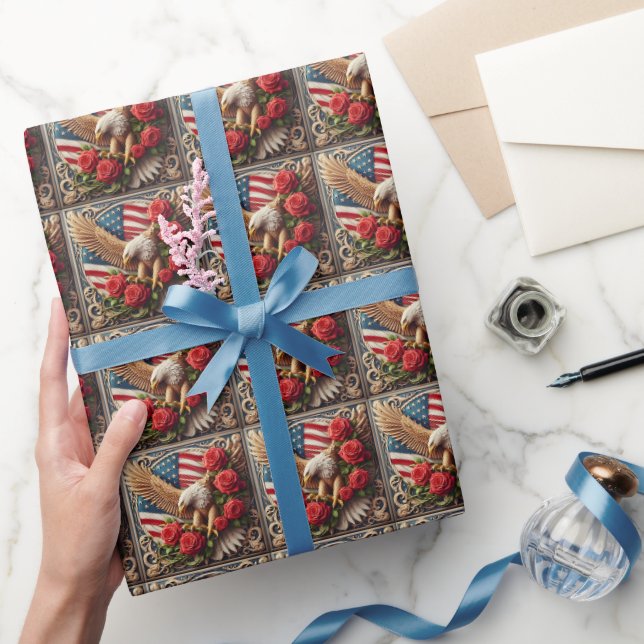 Patriotic American Flag Wrapping Paper (Gifting)