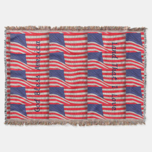 Patriotic American Flags God Bless America Throw Blanket