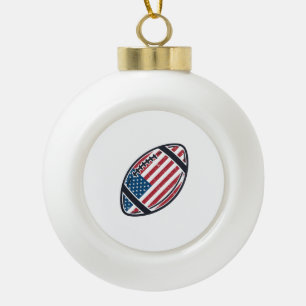 Patriotic American Football Vintage Vector Design_ Ceramic Ball Christmas Ornament