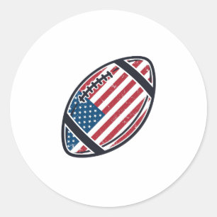 Patriotic American Football Vintage Vector Design_ Classic Round Sticker
