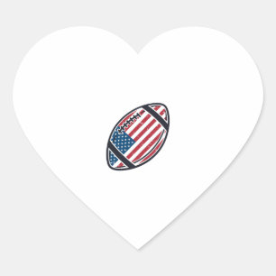 Patriotic American Football Vintage Vector Design_ Heart Sticker