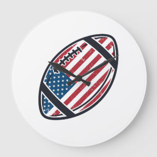 Patriotic American Football Vintage Vector Design_ Large Clock