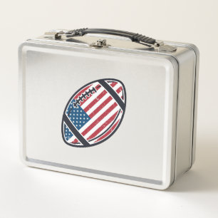 Patriotic American Football Vintage Vector Design_ Metal Lunch Box