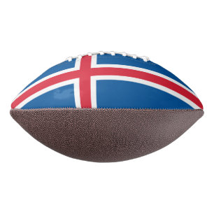 Patriotic american football with flag of Iceland
