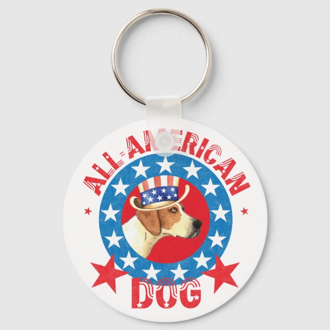 Patriotic American Foxhound Key Ring (Front)