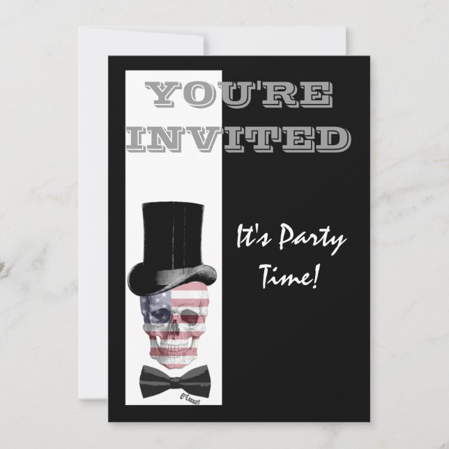 Patriotic American Gothic steampunk skull Invitation (Front)