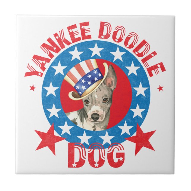 Patriotic American Hairless Terrier Tile (Front)