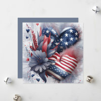 Patriotic American Heart Art Flowers