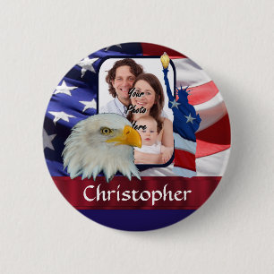 Patriotic American Icon photo template 6 Cm Round Badge