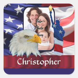 Patriotic American Icon photo template Square Sticker