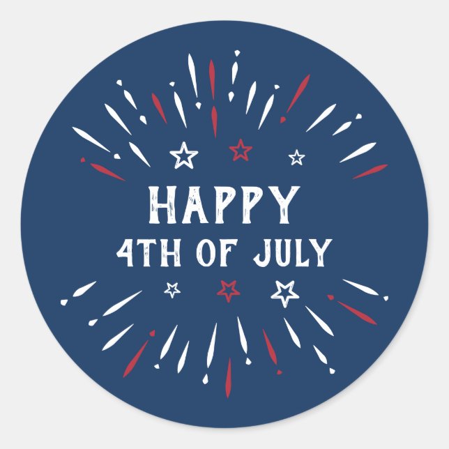 Patriotic American Independence Day 4th Of July Classic Round Sticker (Front)