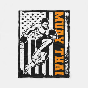 Patriotic American Kickboxing Gift Muay Thai Women Fleece Blanket