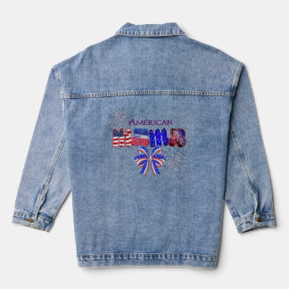 Patriotic American Mama Red White & Blue Denim Jacket