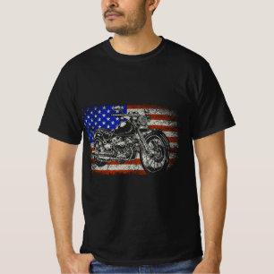 Patriotic American Motorcycle Rider Gift US Flag B T-Shirt