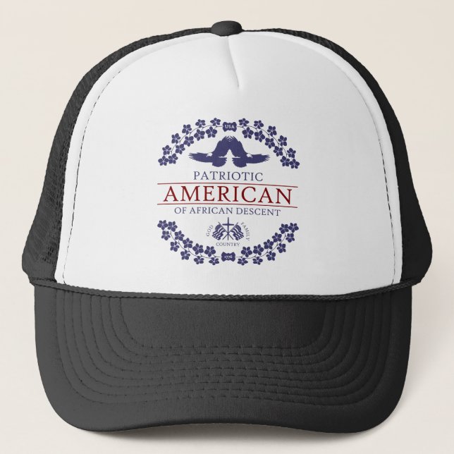 PATRIOTIC American of African Descent Trucker Hat (Front)