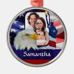 Patriotic American photo template Metal Tree Decoration