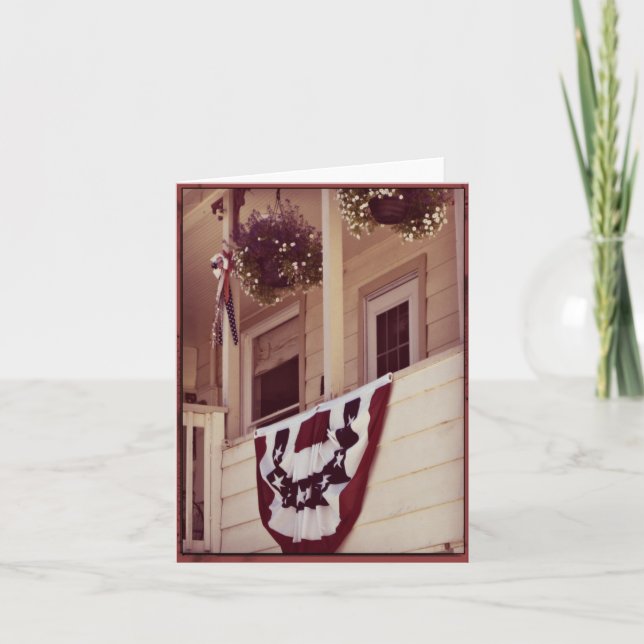 Patriotic American Porch Note Card (Front)