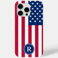Patriotic American Red White Blue Custom Monogram