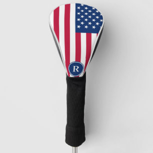 Patriotic American Red White Blue Custom Monogram Golf Head Cover