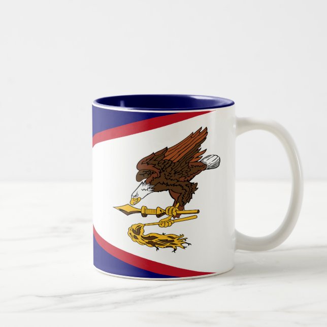 Patriotic American Samoa Flag Two-Tone Coffee Mug (Right)
