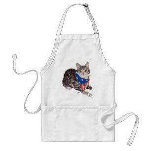 Patriotic American Shorthair Tabby Cat Standard Apron