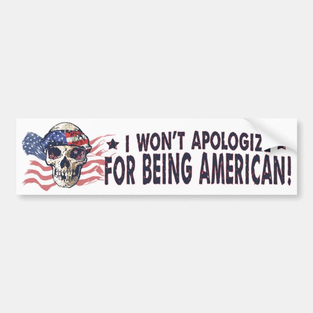 Patriotic American Skull Bumper Sticker (Front)