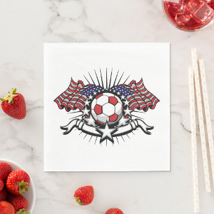 Patriotic American Soccer Design USA Flag Football Napkin