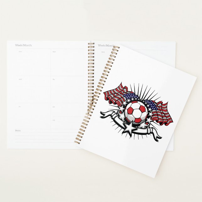 Patriotic American Soccer Design USA Flag Football Planner (Creator Uploaded)
