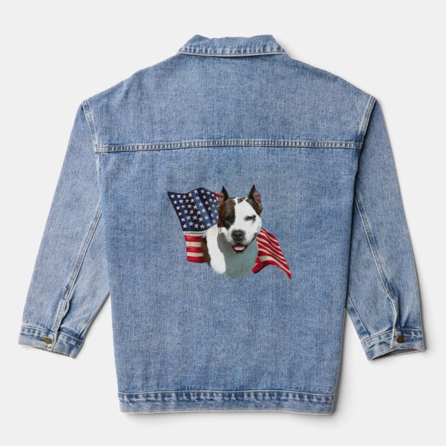Patriotic American Staffordshire Denim Jacket (Back)