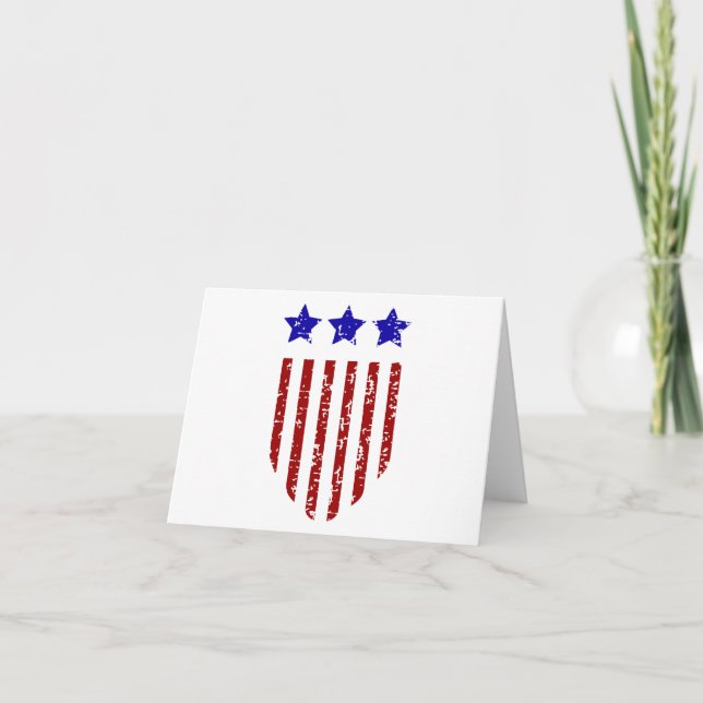 Patriotic American Stars and Stripes Note Card (Front)