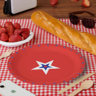 Patriotic American Stars on Red Paper Plate