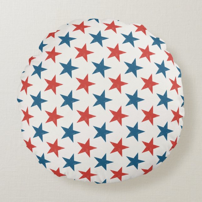 Patriotic American Stars pattern Round Cushion (Front)