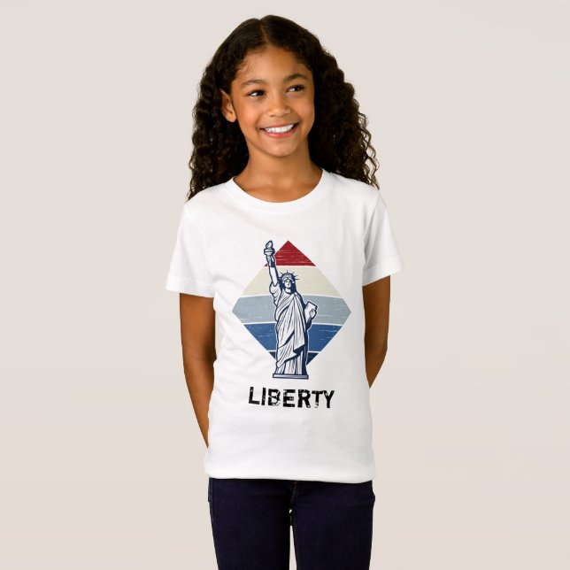 Patriotic American Statue of Liberty Distressed T-Shirt (Front Full)