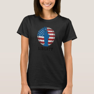 Patriotic American Statue Of Liberty Round Flag T-Shirt