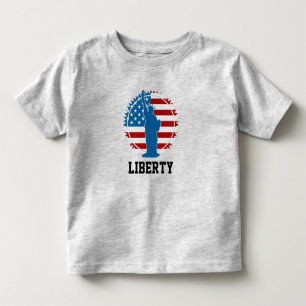 Patriotic American Statue of Liberty Round Flag Toddler T-Shirt