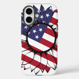 Patriotic American Sunflower iPhone 16 Case