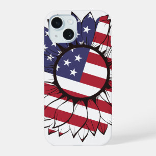 Patriotic American Sunflower iPhone 15 Case