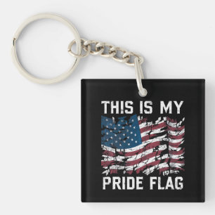 Patriotic American This Is My Pride Flag USA Key Ring
