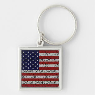 Patriotic American U.S.A. Flag of United States Key Ring