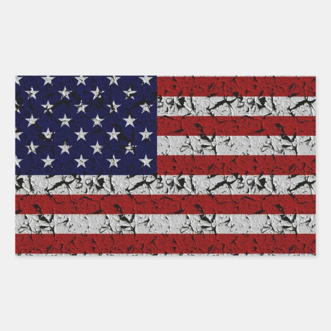 Patriotic American U.S.A. Flag of United States Rectangular Sticker (Front)