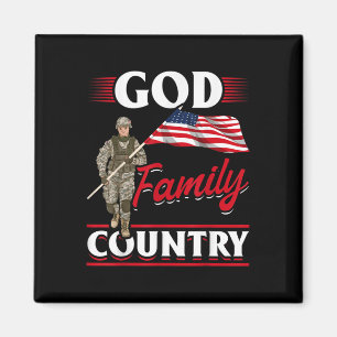Patriotic American Us Flag God Family Country Magnet
