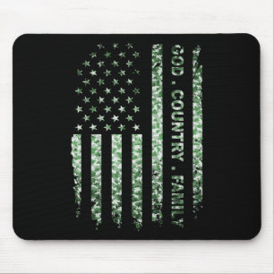 Patriotic American Us Flag God Family Country Mouse Pad