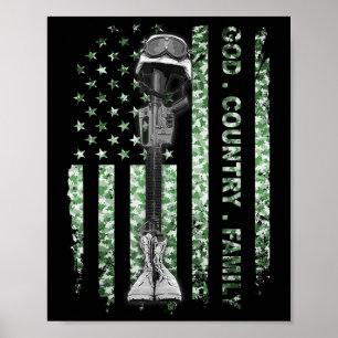 Patriotic American Us Flag God Family Country Poster