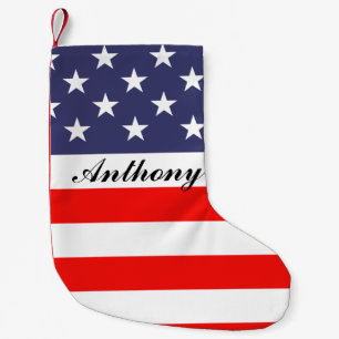 Patriotic American US flag personalised Holiday Small Christmas Stocking