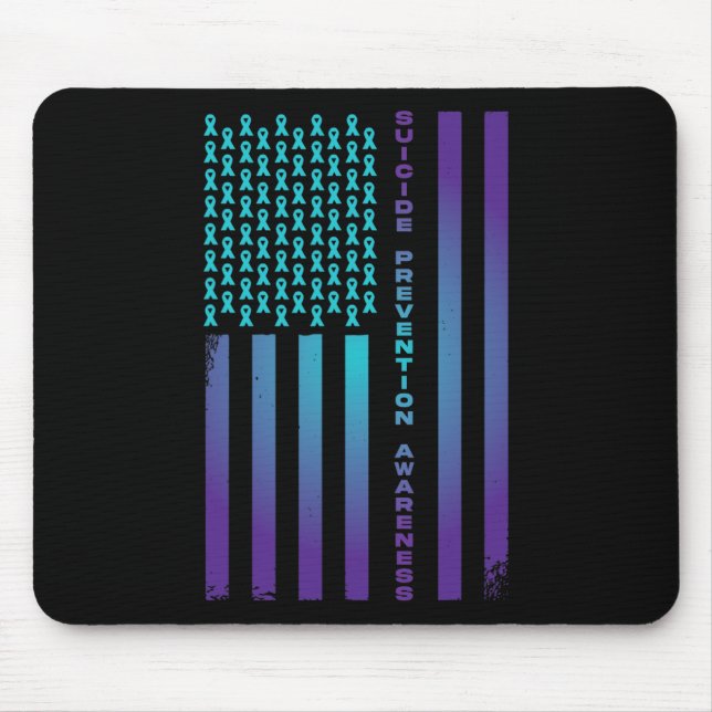 Patriotic American Us Flag Suicide Prevention Awar Mouse Pad (Front)