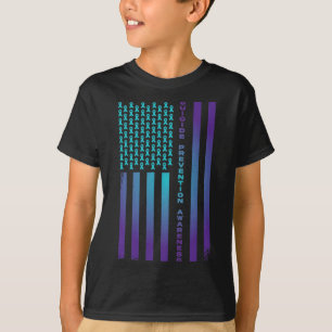 Patriotic American Us Flag Suicide Prevention Awar T-Shirt