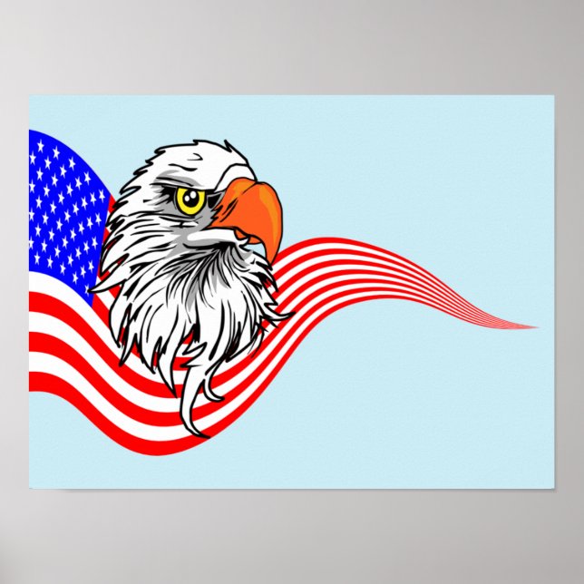 Patriotic American USA Flag Bald eagle art Poster (Front)