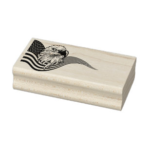 Patriotic American USA Flag Bald eagle art Rubber Stamp