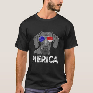 Patriotic American USA Flag Funny Merica Dachshund T-Shirt