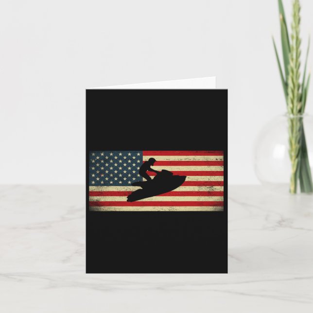 Patriotic American Usa Flag Jet Skiing Jet Ski Lov Card (Front)